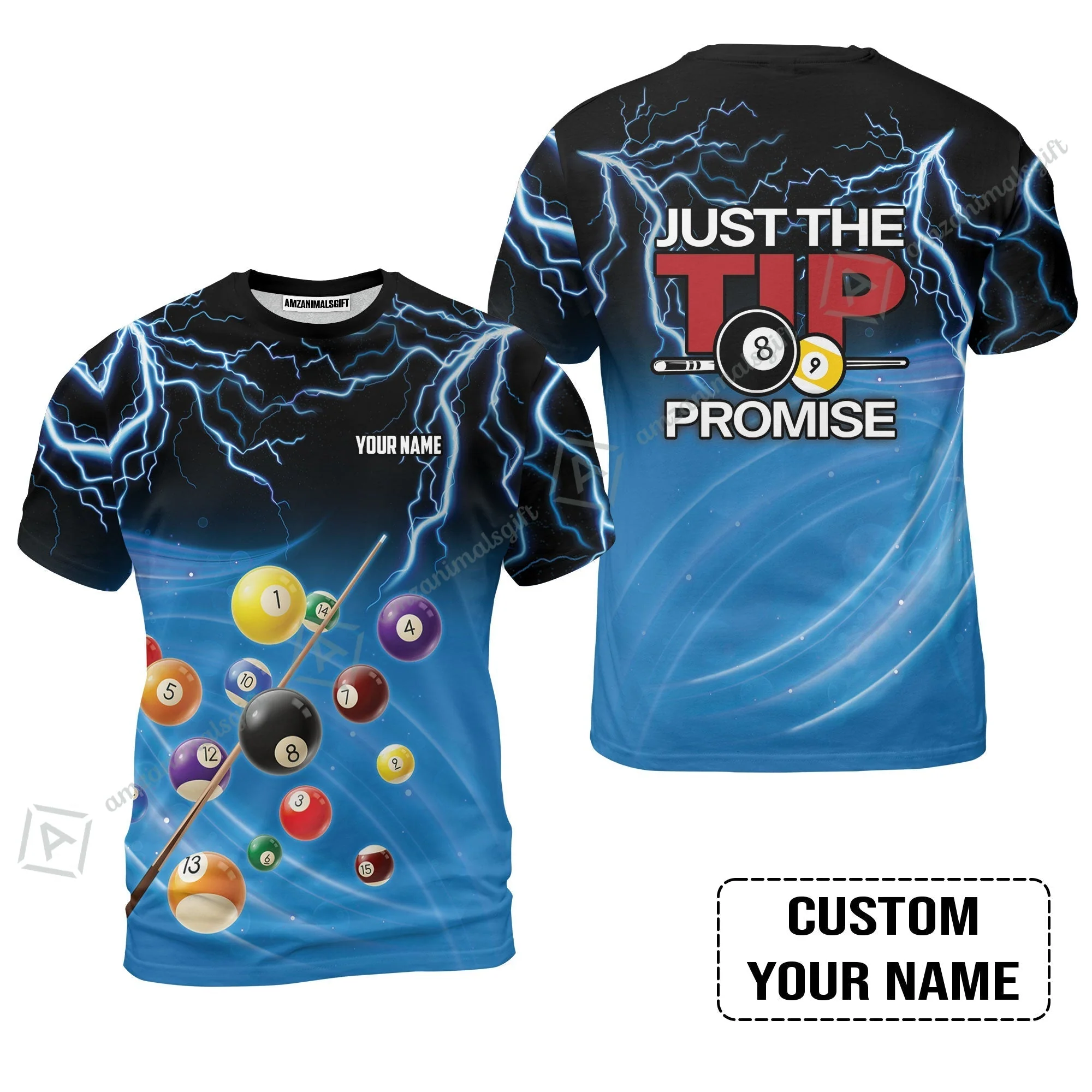 Custom Name Women Polo Shirt, Personalized Thunder 8 Ball Pool Billiards Women Polo Shirt, Gift For Billiard Lovers, Just The Tip I Promise - Image 7