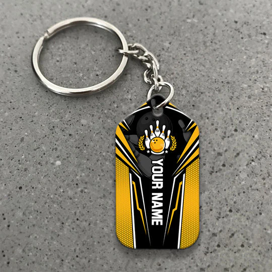 Custom Name Yellow Bowling You Don't Have To Be Crazy Acrylic Keychain - Christmas Gift For Bowling Lovers, Bowling Team Players - Image 5