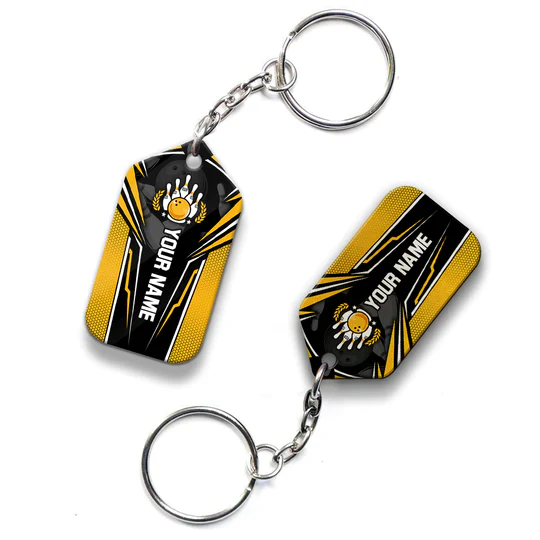 Custom Name Yellow Bowling You Don't Have To Be Crazy Acrylic Keychain - Christmas Gift For Bowling Lovers, Bowling Team Players - Image 6