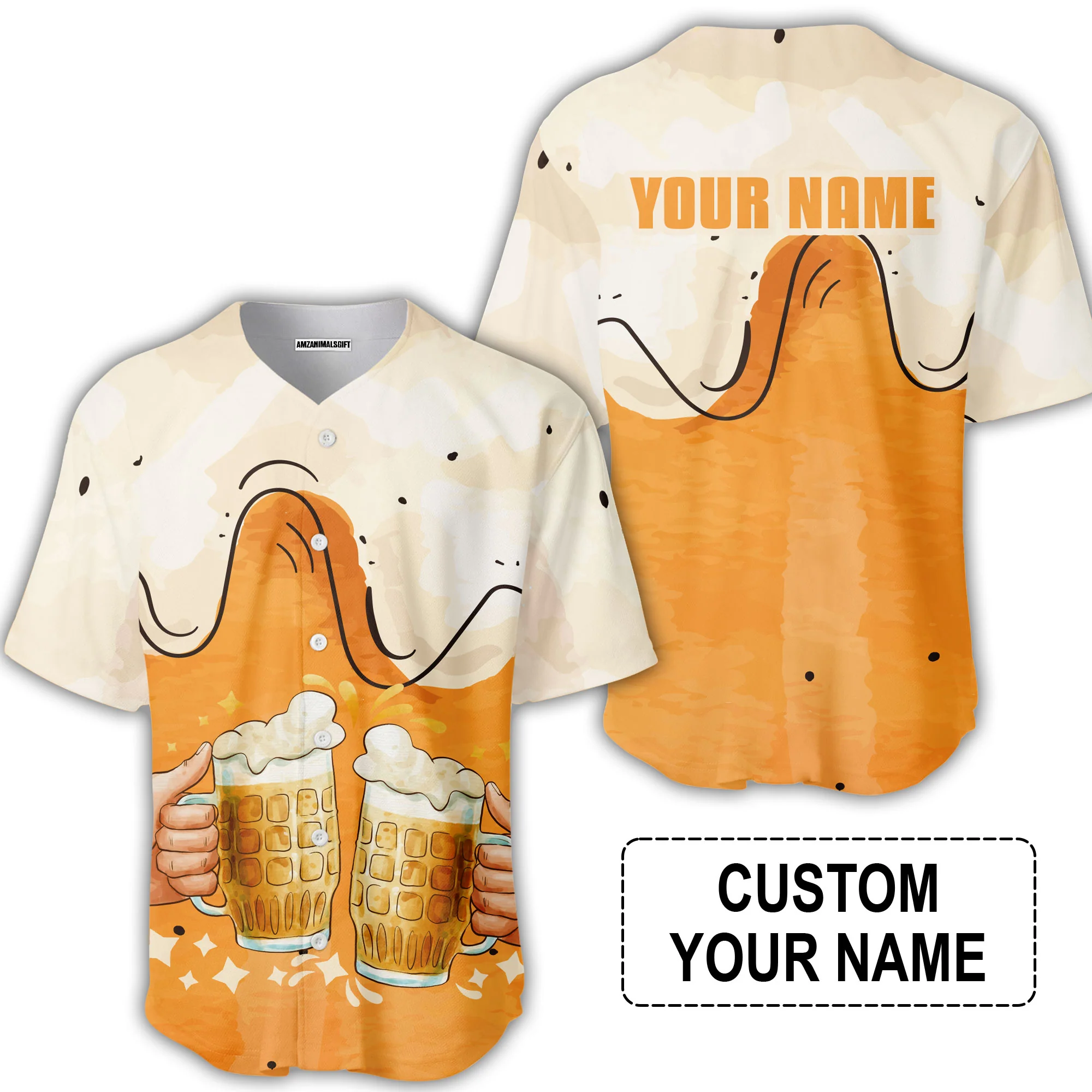 Custom Orange Cream Pattern Beer Pattern Design Oktoberfest Beer Festival Performance Baseball Jersey