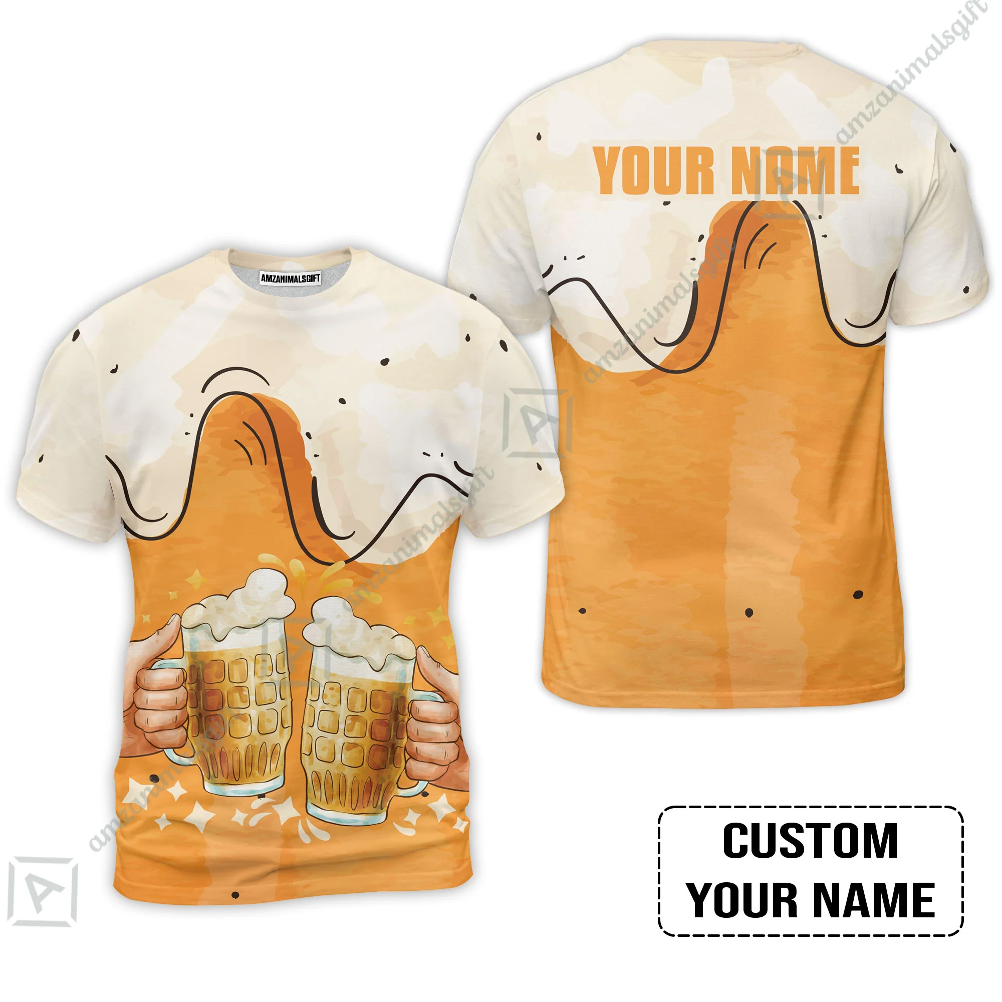 Custom Orange Cream Pattern Beer Pattern Design Oktoberfest Beer Festival Performance Baseball Jersey - Image 3