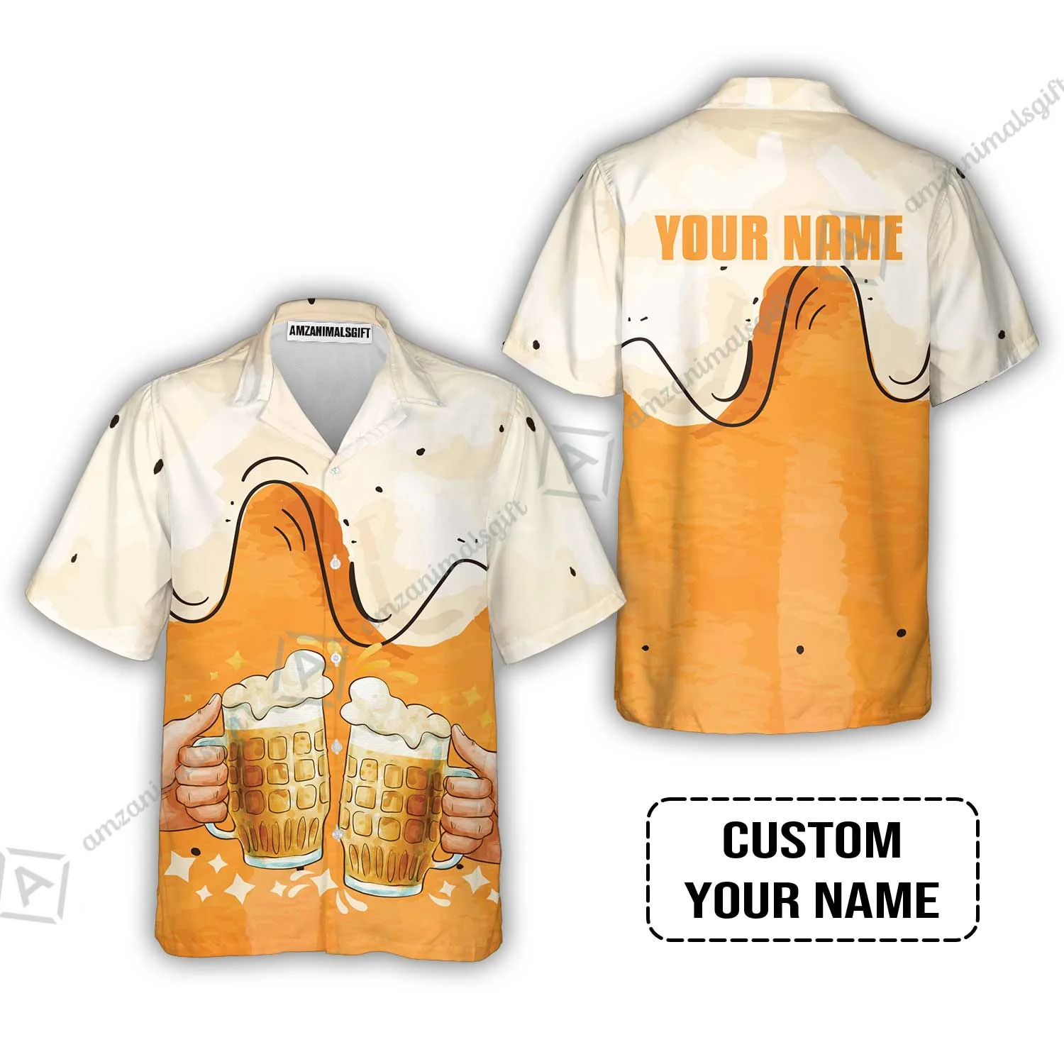 Custom Orange Cream Pattern Beer Pattern Design Oktoberfest Beer Festival Performance Baseball Jersey - Image 4