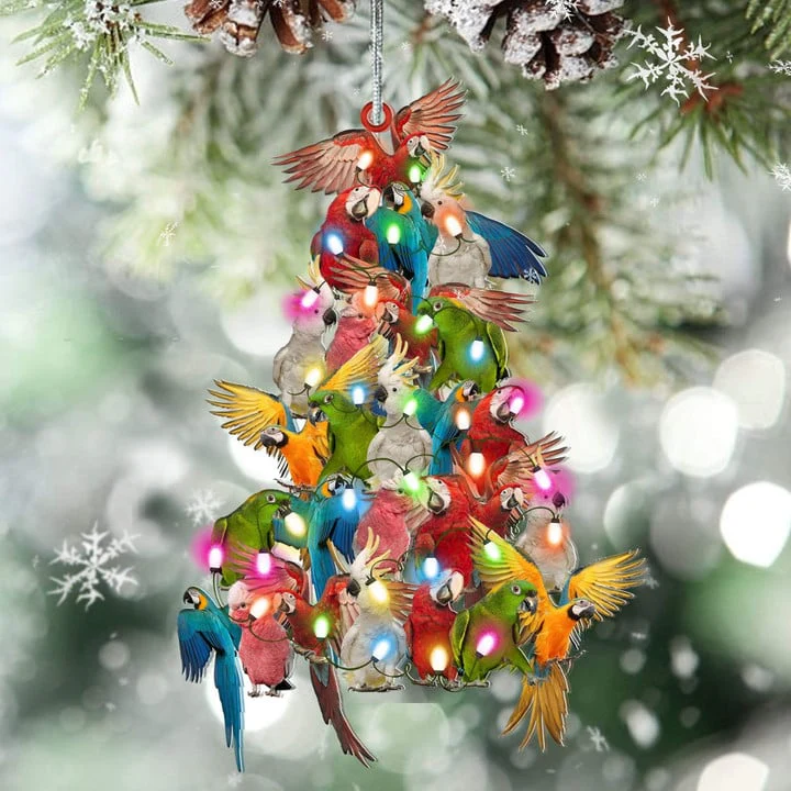 Custom Parrot Acrylic Christmas Ornament, Personalized Parrot Christmas Tree Shaped Christmas Acrylic Ornament for Parrot Lover, Christmas - Image 2