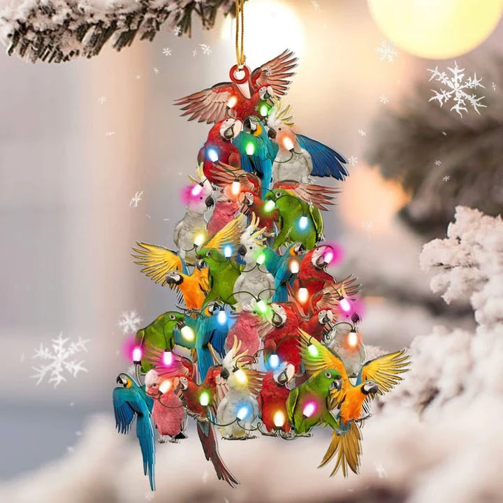 Custom Parrot Acrylic Christmas Ornament, Personalized Parrot Christmas Tree Shaped Christmas Acrylic Ornament for Parrot Lover, Christmas - Image 3