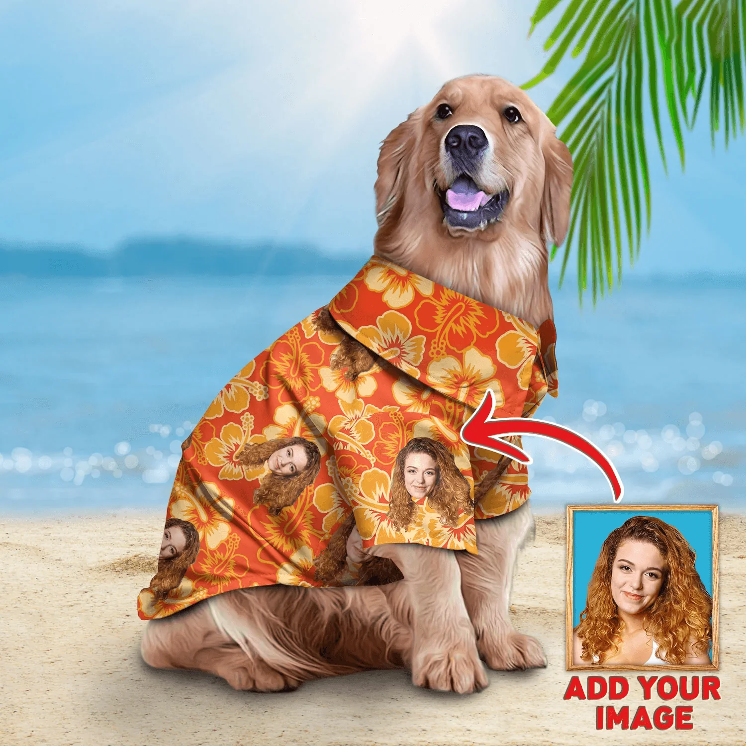 Custom Pet Dog Hawaiian shirt - Custom Photo Flowers Orange Pattern Personalized Hawaiian Shirt For Pet - Perfect Gift For Pet, Dog lovers, Cat Lovers - Image 4