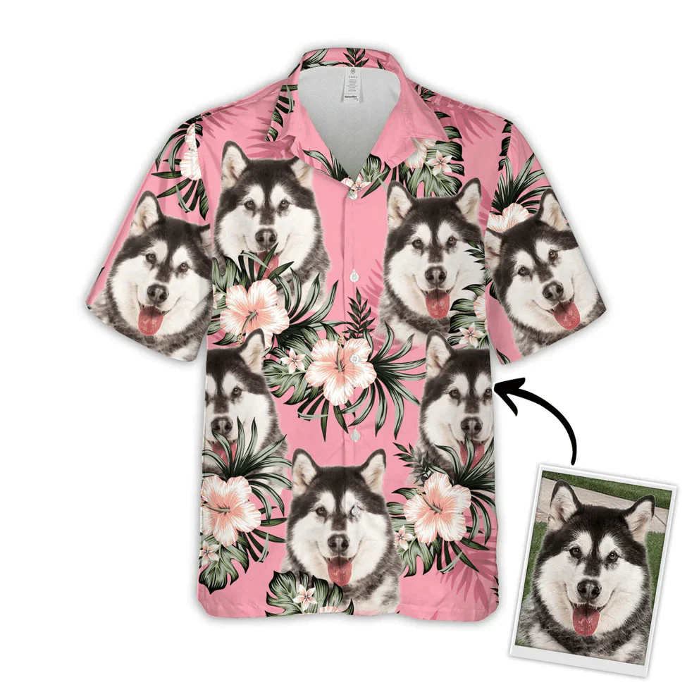 Custom Pet Dog Hawaiian shirt - Custom Photo Pet Flowers Pattern Pink Personalized Hawaiian Shirt - Perfect Gift For Animal Lovers, Friend, Family - Image 2