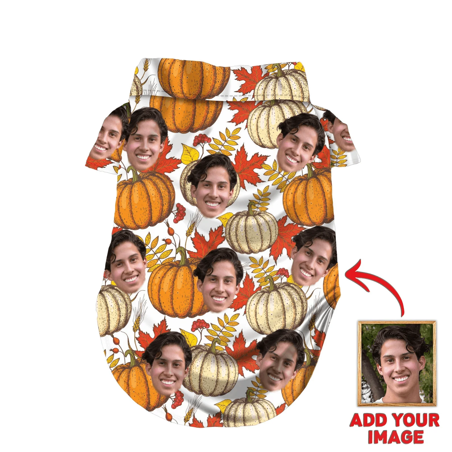 Custom Pet Dog Hawaiian shirt - Custom Photo Pet Leaves & Pumpkin Pattern Personalized Hawaiian Shirt For Pet - Perfect Gift For Pet Lovers - Image 3
