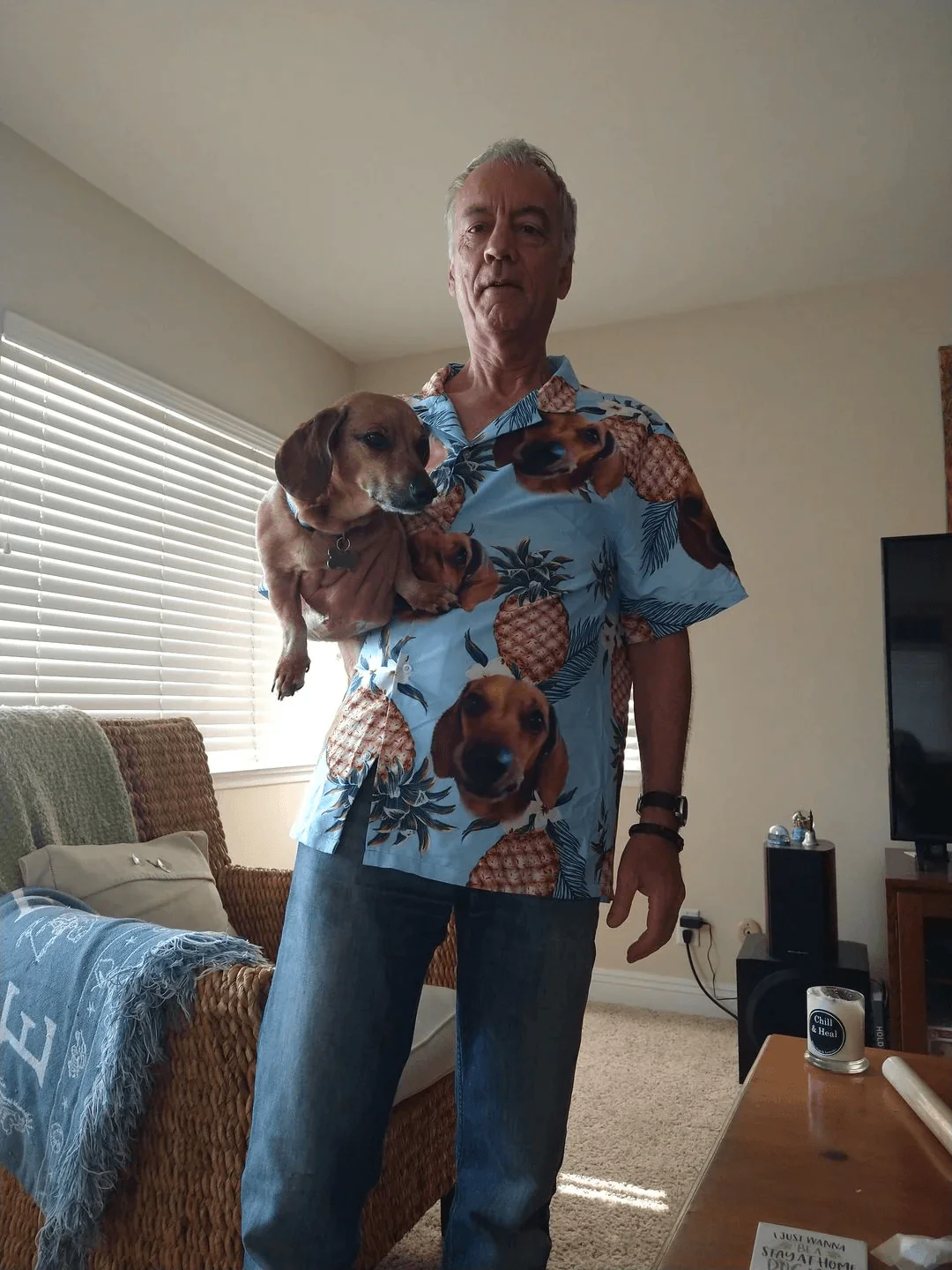Custom Pet Dog Hawaiian Shirt - Custom Photo Pet Pineapple Pattern Light Blue Personalized Hawaiian Shirt - Perfect Gift For Animal Lovers, Friend, Family - Image 4
