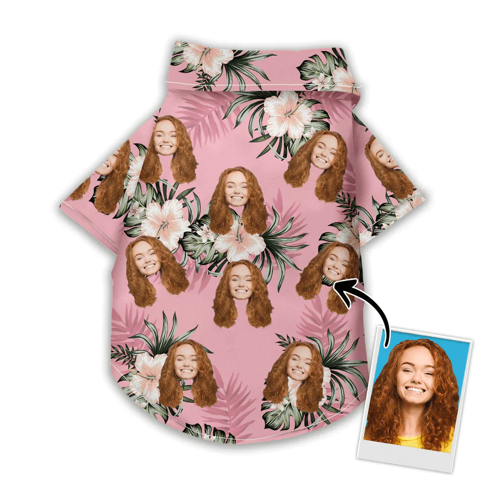 Custom Pet Dog Hawaiian shirt- Custom Photo Pet Pink Floral Pattern Personalized Hawaiian Shirt For Pet - Perfect Gift For Pet, Dog lovers, Cat Lovers - Image 3