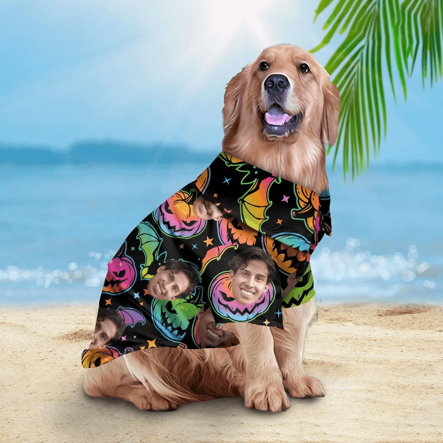 Custom Pet Dog Hawaiian shirt- Custom Photo Pet Pumpkin & Bat Pattern Personalized Hawaiian Shirt For Pet-Perfect Gift For Pet, Dog lovers, Cat Lovers - Image 2