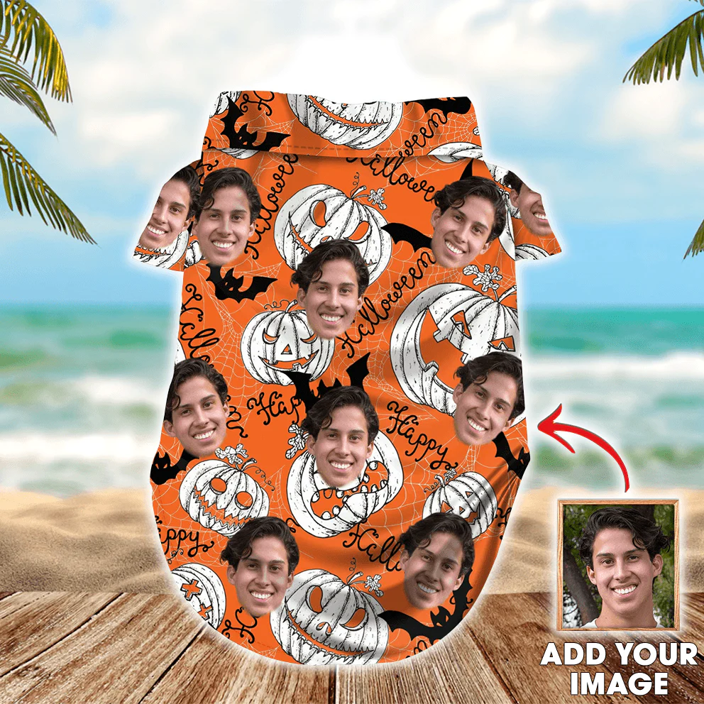 Custom Pet Dog Hawaiian shirt - Custom Photo Pet Pumpkin Pattern Personalized Hawaiian Shirt For Pet - Perfect Gift For Pet, Dog lovers, Cat Lovers