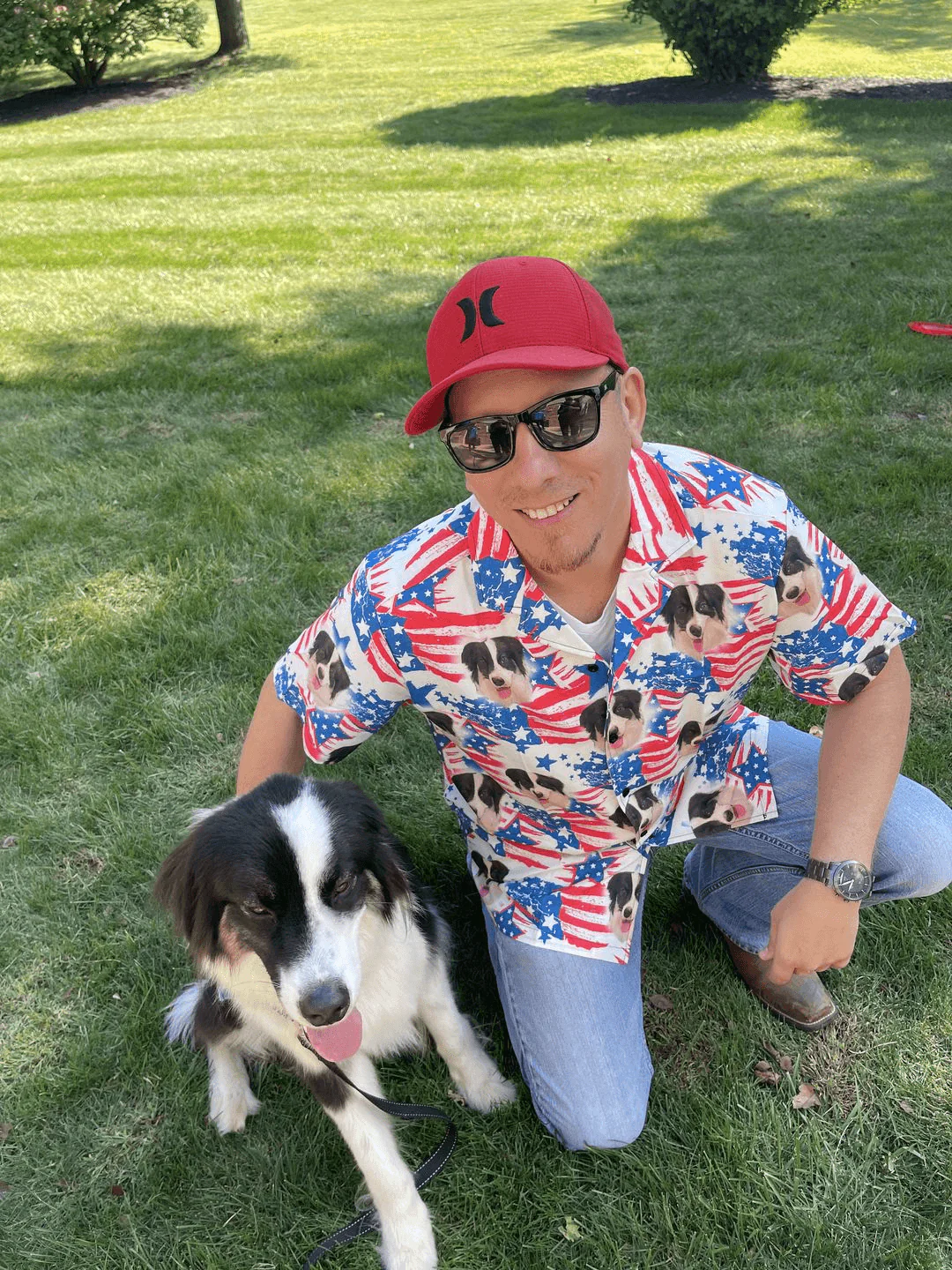 Custom Pet Dog Hawaiian Shirt - Custom Photo Pet Red & Blue Pattern Personalized Hawaiian Shirt - Perfect Gift For Animal Lovers, Friend, Family - Image 3