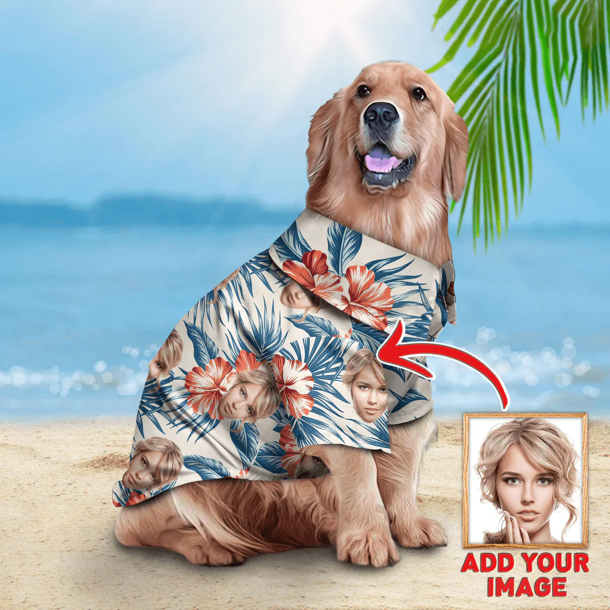 Custom Pet Dog Hawaiian shirt - Custom Photo Pet Red Flowers And Blue Pattern Personalized Hawaiian Shirt For Pet - Perfect Gift For Pet Lovers - Image 4