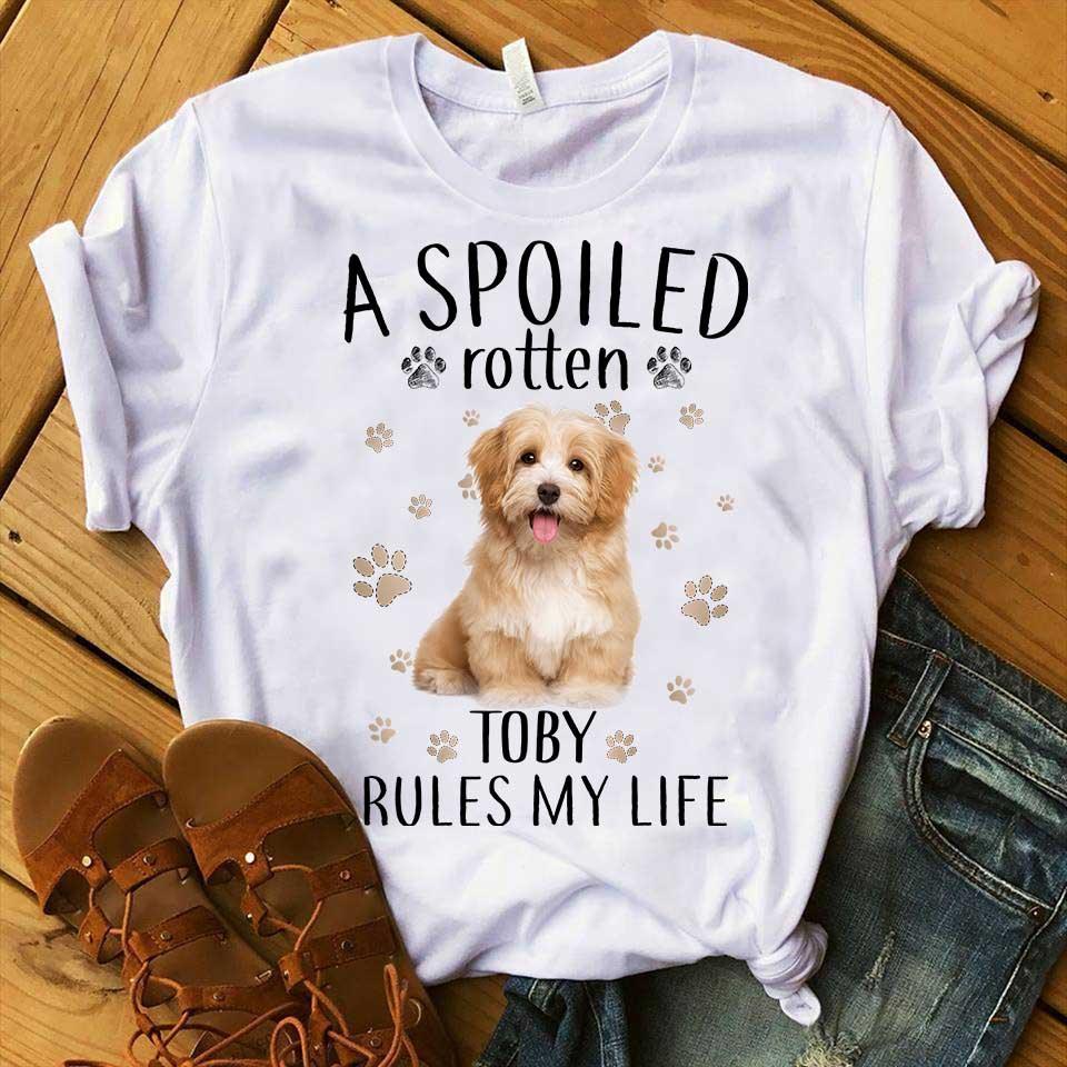 Custom Pet Dog Unisex T Shirt - Customize Name & Photo A Spoiled Rotten Rules My Life Personalized Unisex T Shirt - Gift For Dog Lovers, Friend, Family - Image 3