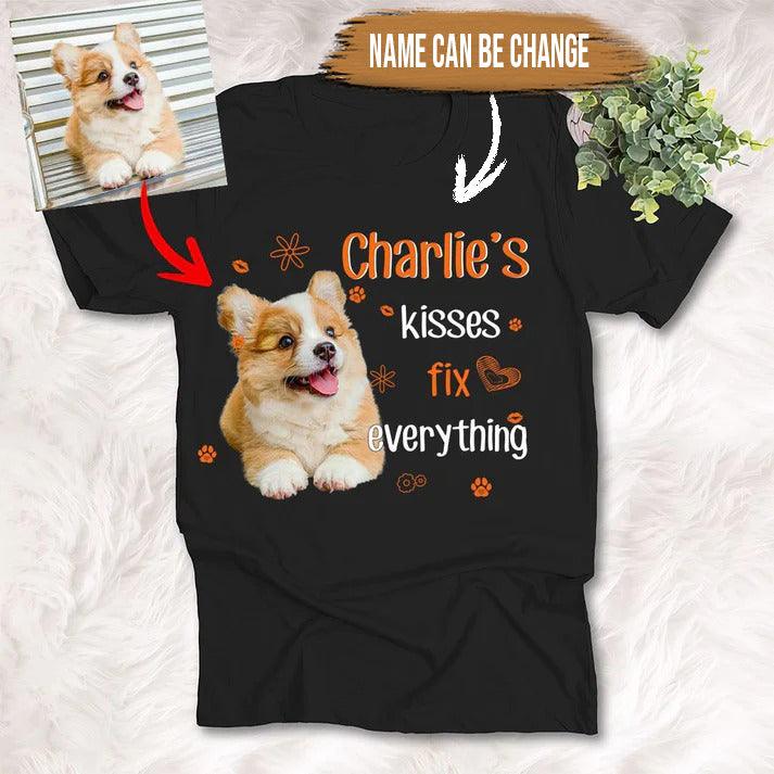 Custom Pet Dog Unisex T Shirt - Kisses Fix Everything Dog Lovers Personalized Unisex T-shirt - Gift for Dog Lovers, Friends, Family