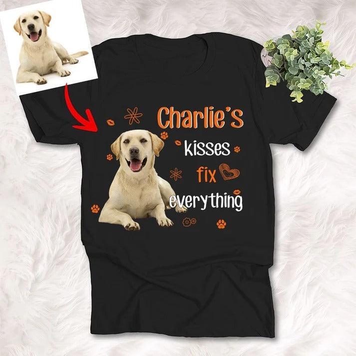 Custom Pet Dog Unisex T Shirt - Kisses Fix Everything Dog Lovers Personalized Unisex T-shirt - Gift for Dog Lovers, Friends, Family - Image 2