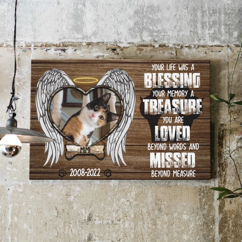 Custom Photo Cat Premium Wrapped Landscape Canvas, Cat Loss Gift, Loss Cat, Personalized Memorial Cat Gifts - Perfect Gift For Cat Lovers, Pet Lovers - Image 3