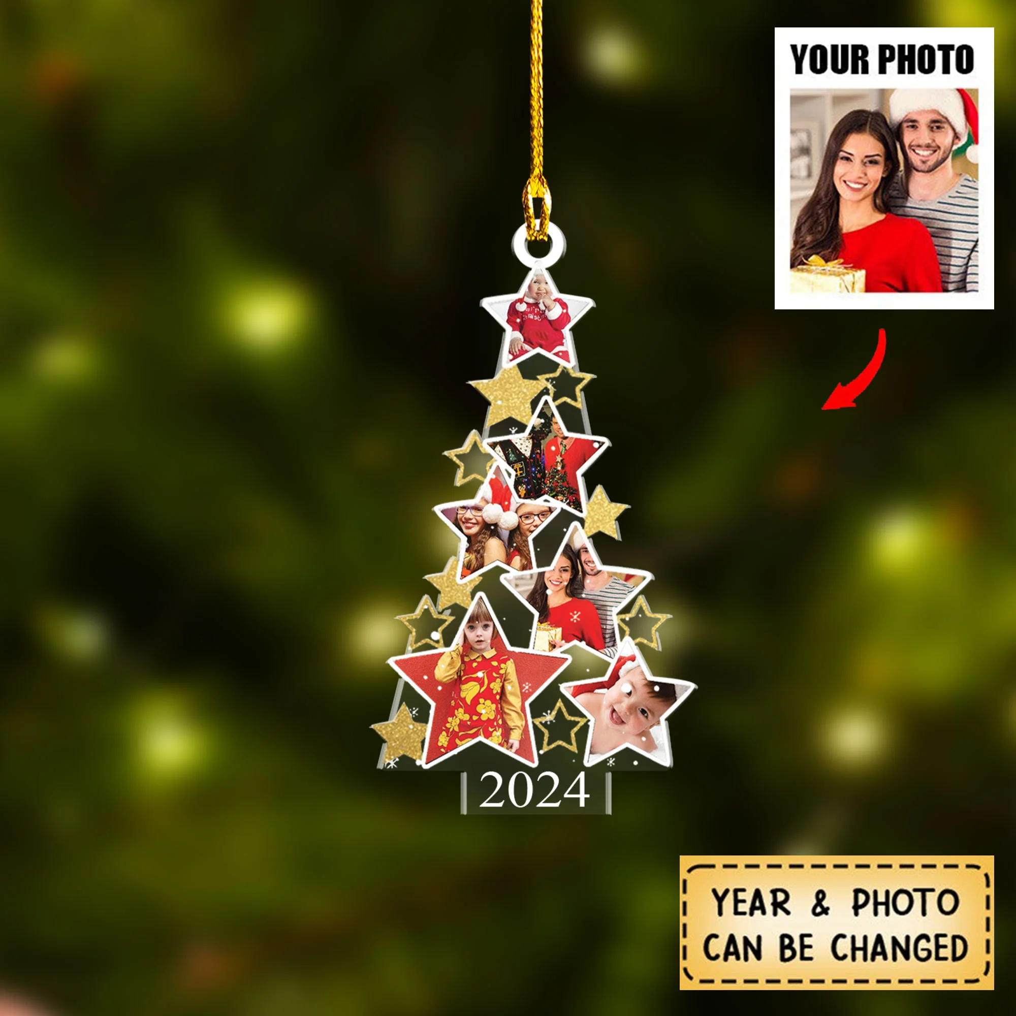 Custom Photo Christmas Tree Ornament - Personalized Photo Acrylic Ornament - Christmas Gift For Family - Image 2