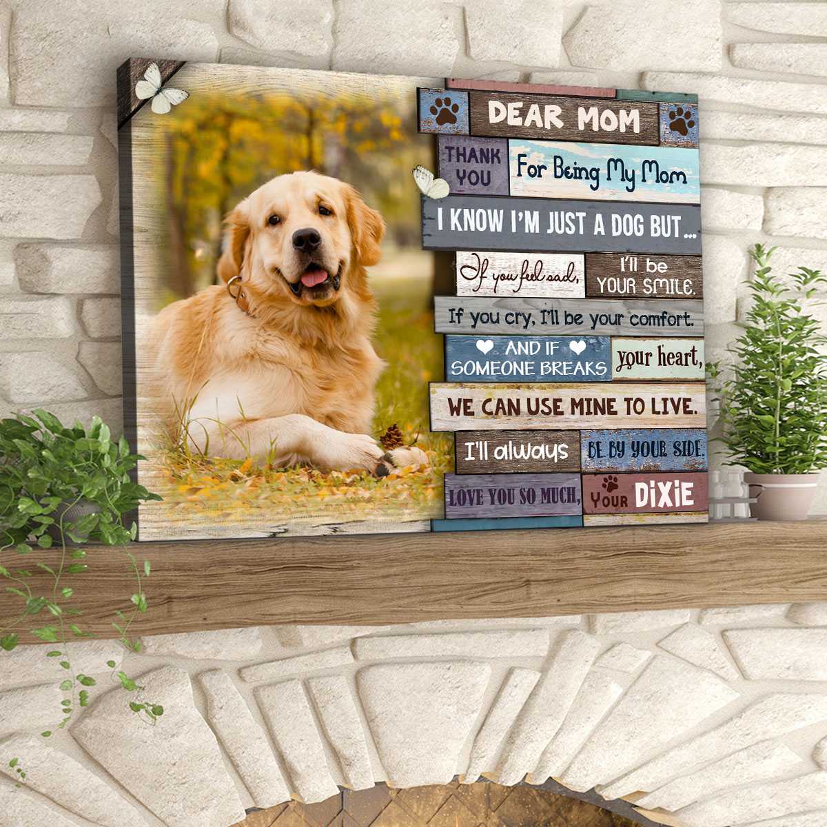 Custom Photo Dog Premium Wrapped Landscape Canvas, Personalized Dog Canvas, Dog Mom Gifts - Unique Gift For Mom, Mother's Day Gifts - Image 3