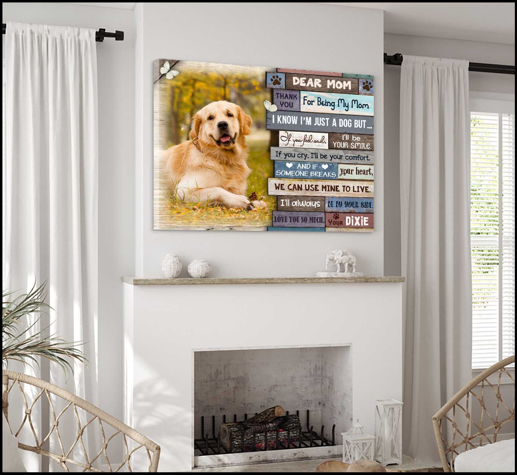 Custom Photo Dog Premium Wrapped Landscape Canvas, Personalized Dog Canvas, Dog Mom Gifts - Unique Gift For Mom, Mother's Day Gifts - Image 4