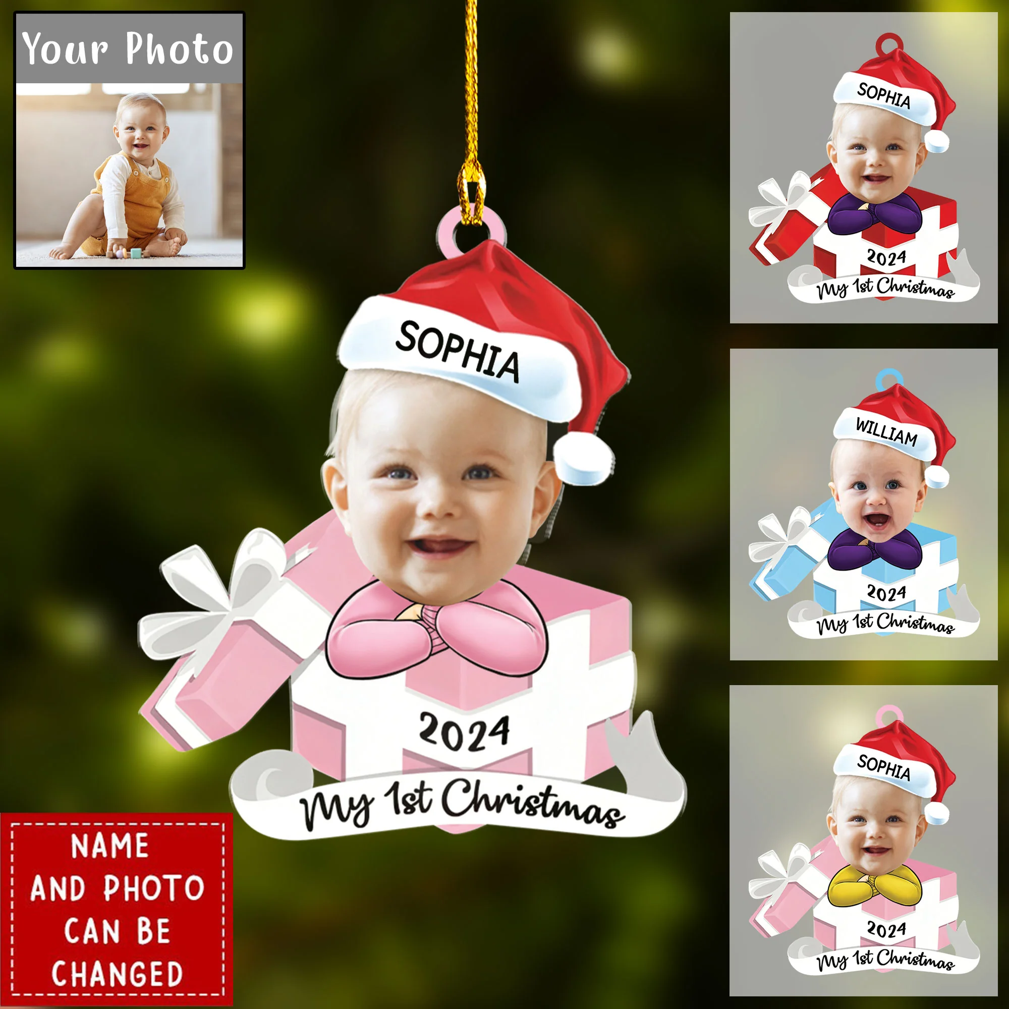 Custom Photo Hi I'm New Here Acrylic Ornament, Family Personalized Acrylic Ornament - Christmas Gift For Baby Kids, Newborn Baby - Image 2