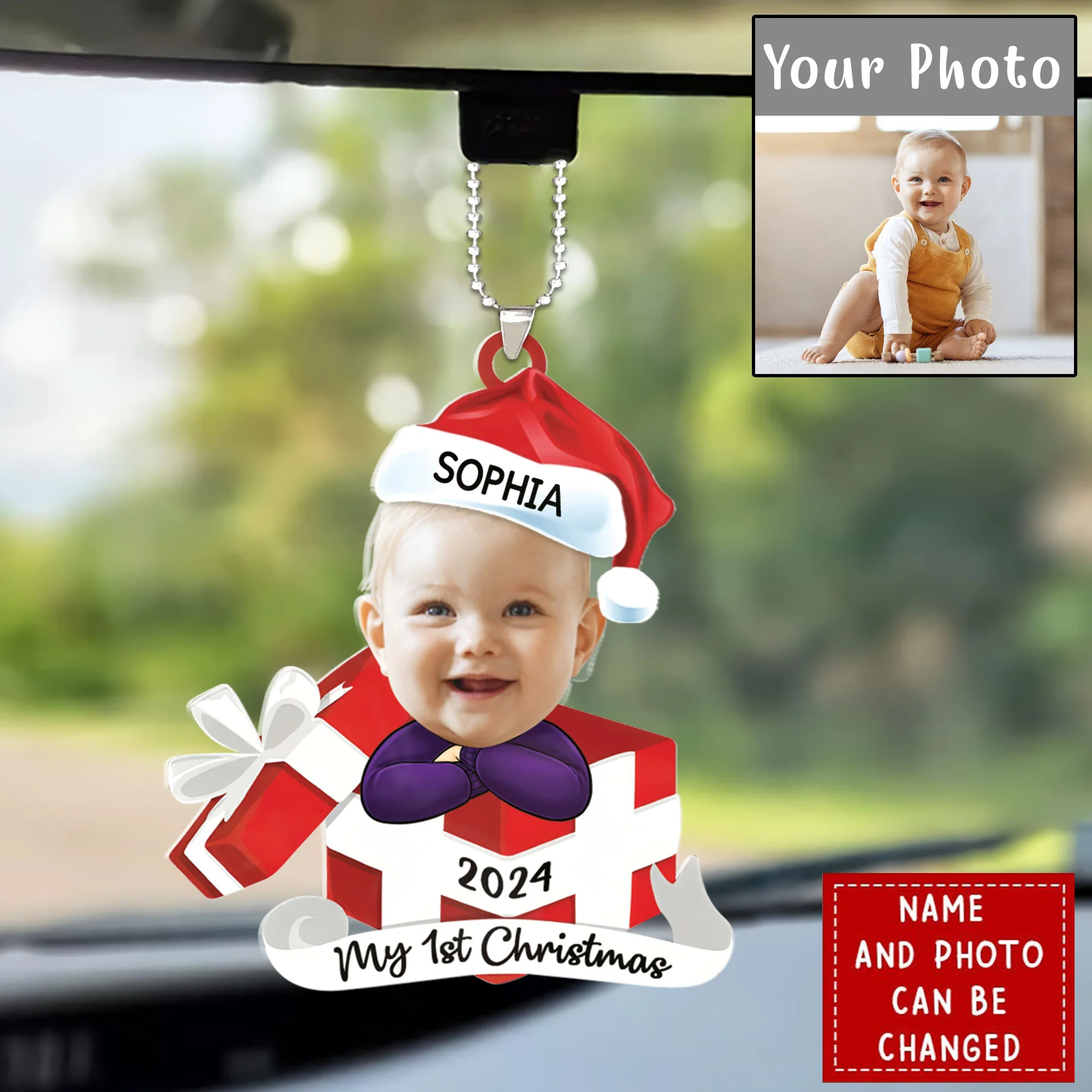Custom Photo Hi I'm New Here Acrylic Keychain, Family Personalized Acrylic Keychain- Christmas Gift For Baby Kids, Newborn Baby - Image 3