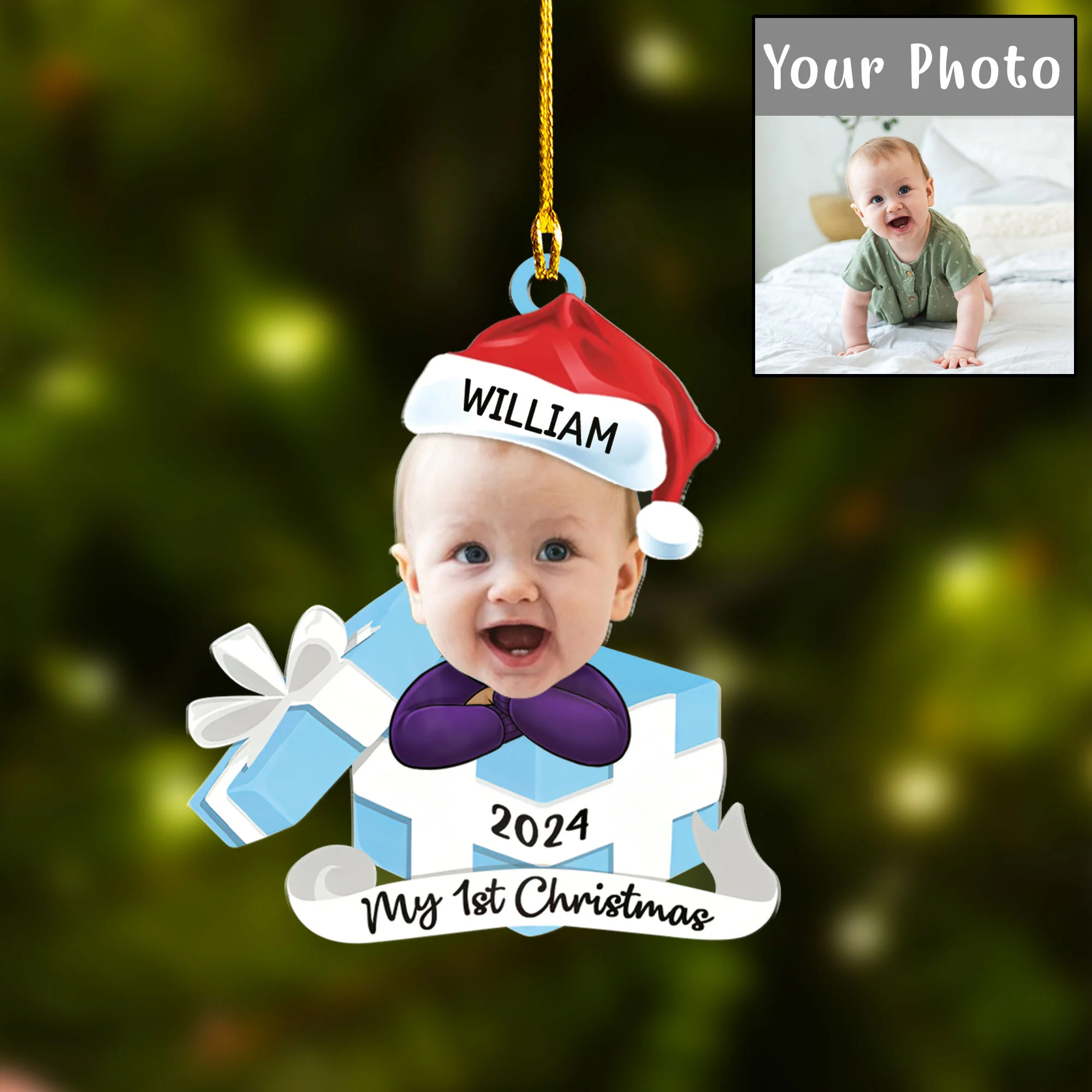 Custom Photo Hi I'm New Here Acrylic Keychain, Family Personalized Acrylic Keychain- Christmas Gift For Baby Kids, Newborn Baby - Image 5