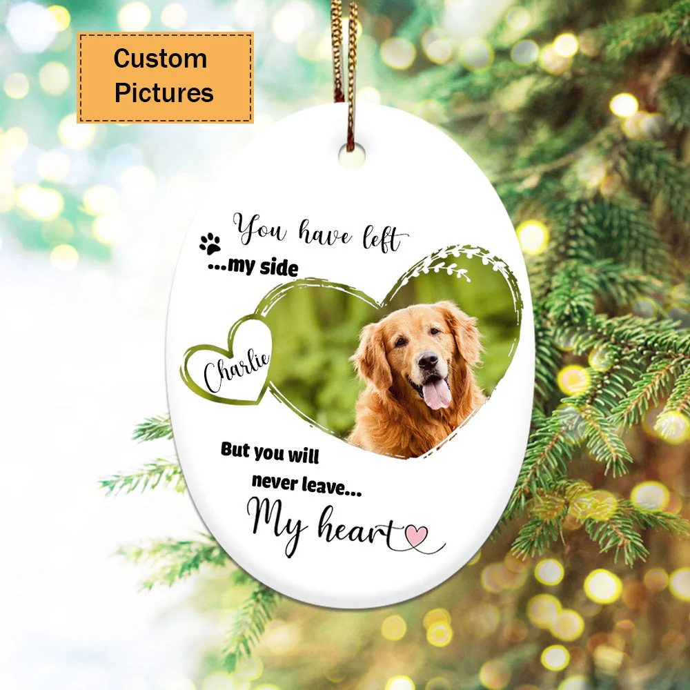 Custom Photo With Dog Ceramic Ornament, Custom Pet Photo Ornament, You Have Left My Side - Christmas Ornament Gift For Dog Lovers, Pet Lovers - Image 2