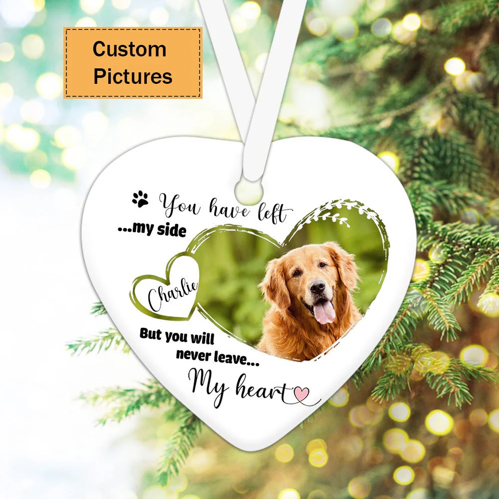 Custom Photo With Dog Ceramic Ornament, Custom Pet Photo Ornament, You Have Left My Side - Christmas Ornament Gift For Dog Lovers, Pet Lovers - Image 3