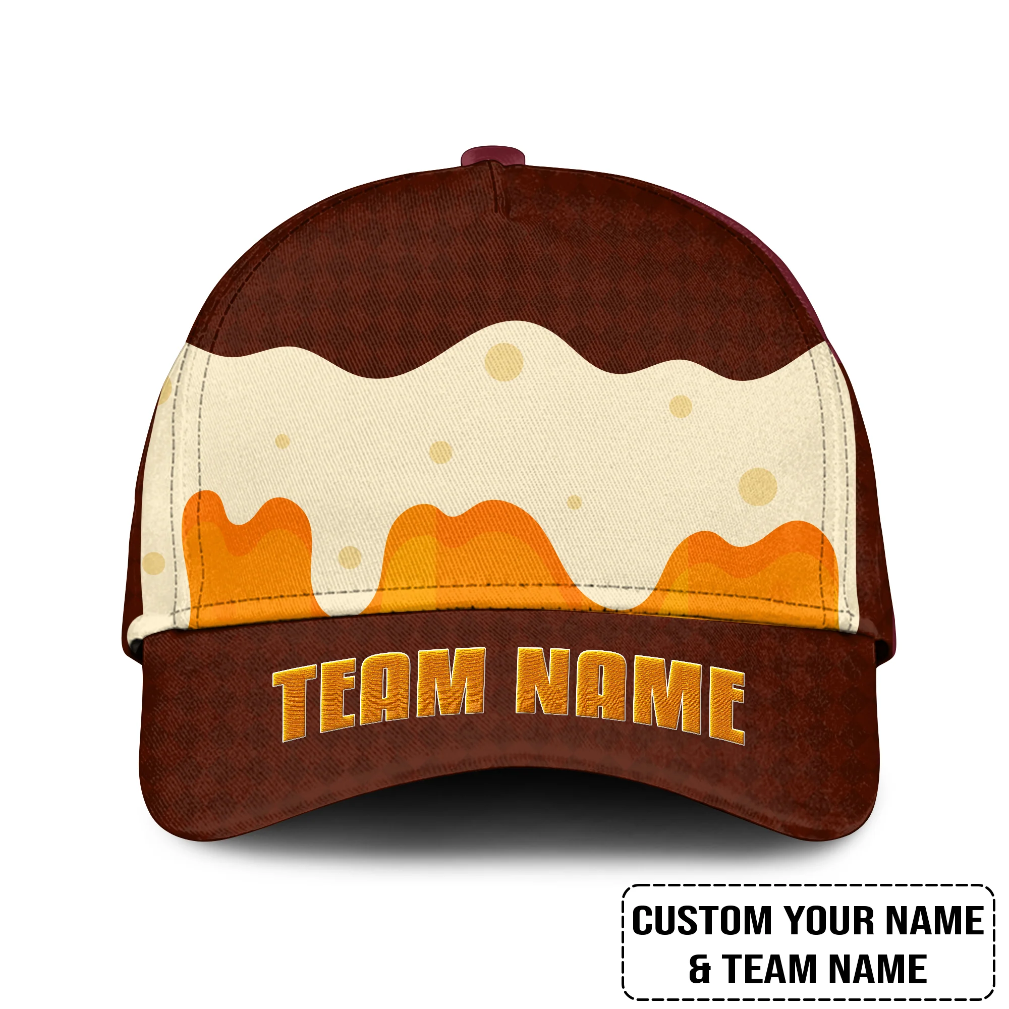 Custom Red Cream Beer Pattern Design Oktoberfest Beer Festival Performance Embroidered Cap - Image 2