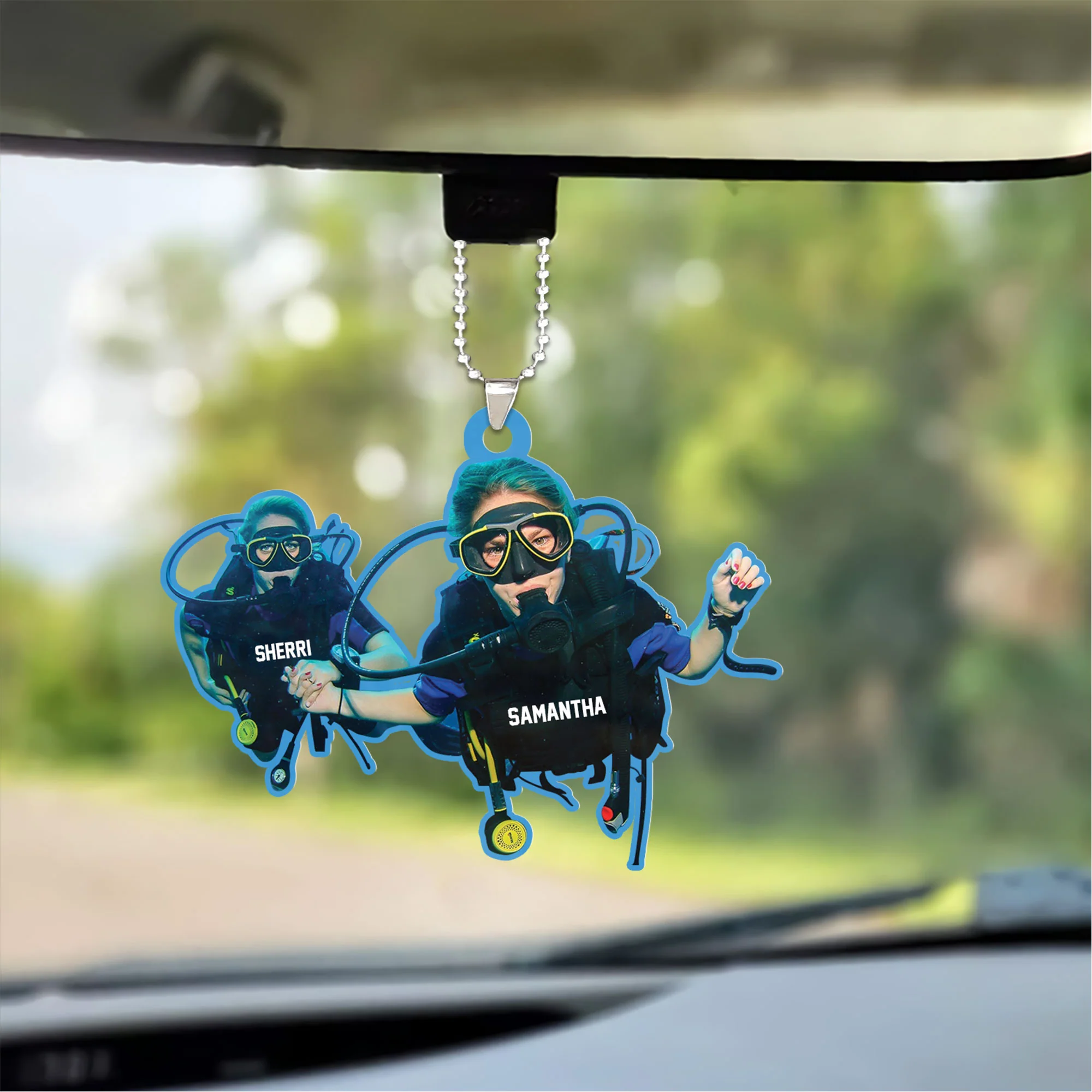 Custom Scuba Diving Christmas Car Ornament, Personalized Name Scuba Diving Car Ornament For Scuba Lover,Christmas,New Year - Image 2