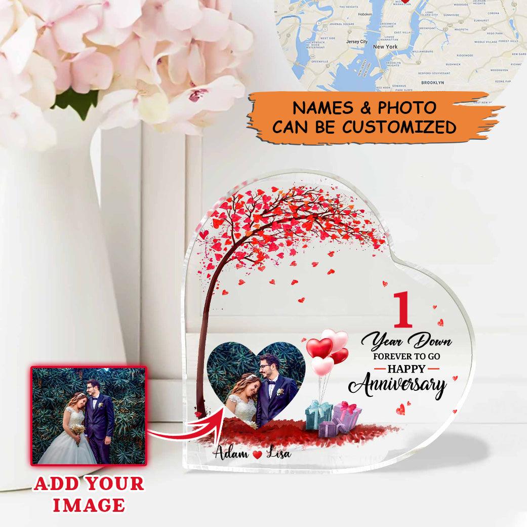 Custom Shaped Acrylic Plaque - Personalized Couple One Year Down Forever To Go Custom Shaped Acrylic Plaque - Perfect Gift For Couple, Wife, Husband