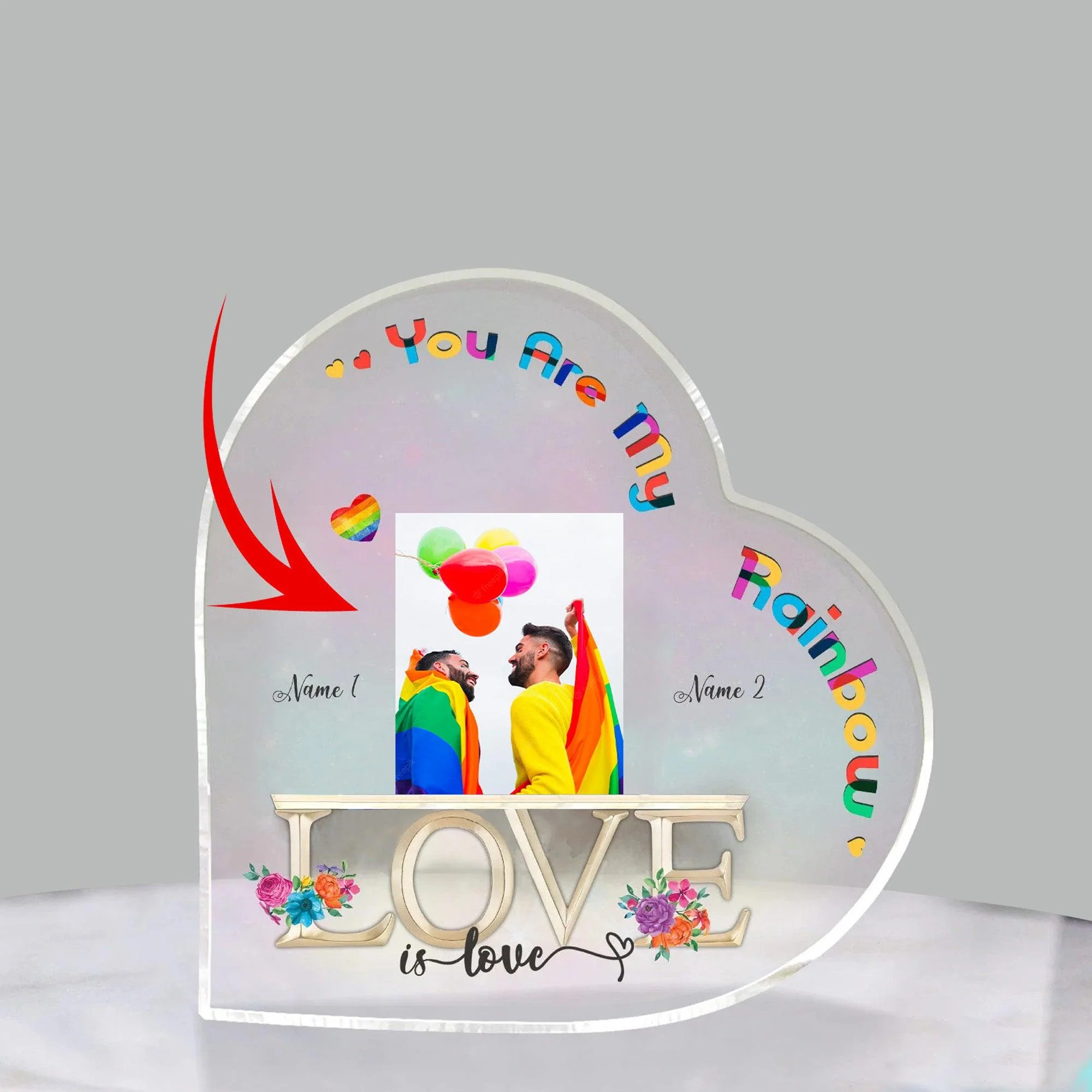 Custom Shaped Acrylic Plaque - Personalized LGBT You Are My Rainbow Custom Shaped Acrylic Plaque - Perfect Gift For LGBT Couple - Image 3