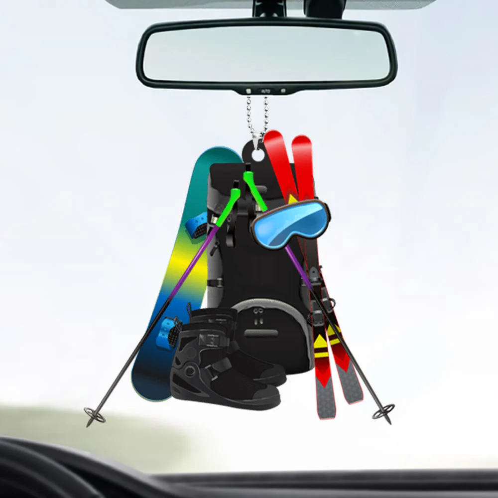 Custom Skiing Acrylic Car Hanging Ornament, Skiing Tool Personalized Acrylic Car Hanging Ornament For Skiing Lover, Christmas, New Year - Image 2