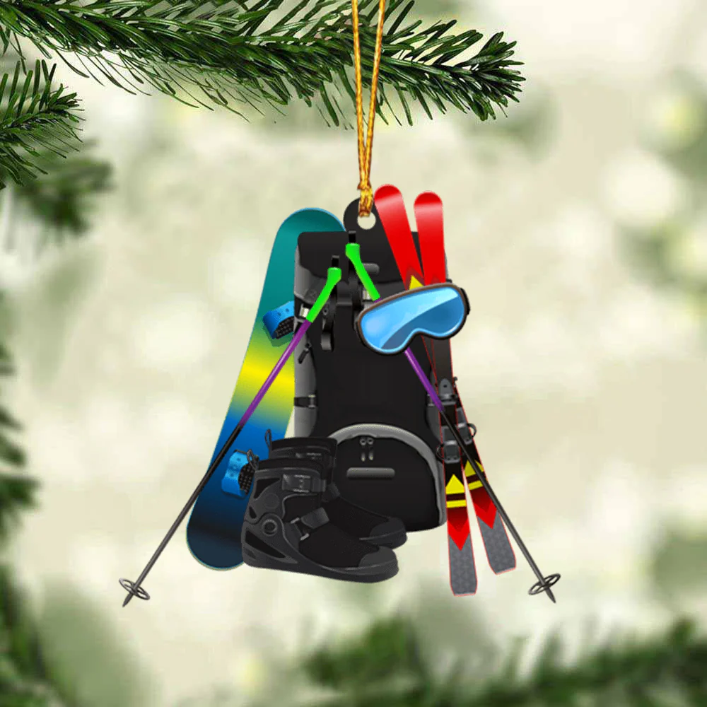 Custom Skiing Acrylic Christmas Ornament, Personalized Skiing Tool Acrylic Christmas Ornament For Skiing Lover, Christmas, New Year - Image 2
