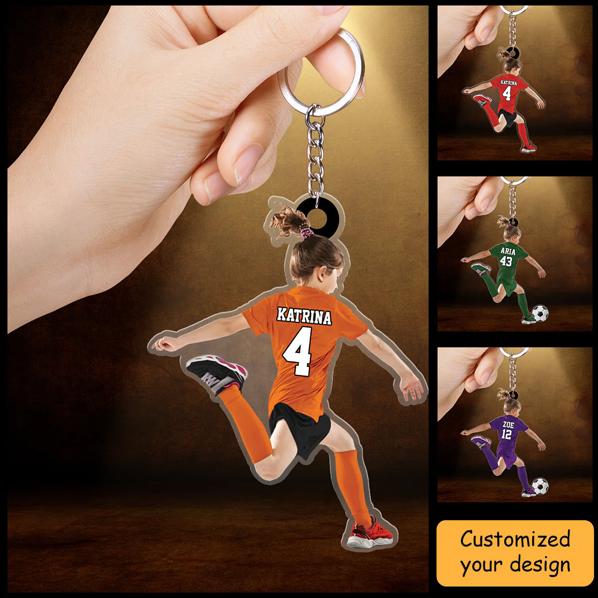 Custom Soccer Christmas Acrylic Keychain, Personalized Little Girl, Kid Soccer Players Acrylic Keychain For Soccer Lover, Christmas, New Year - Image 2