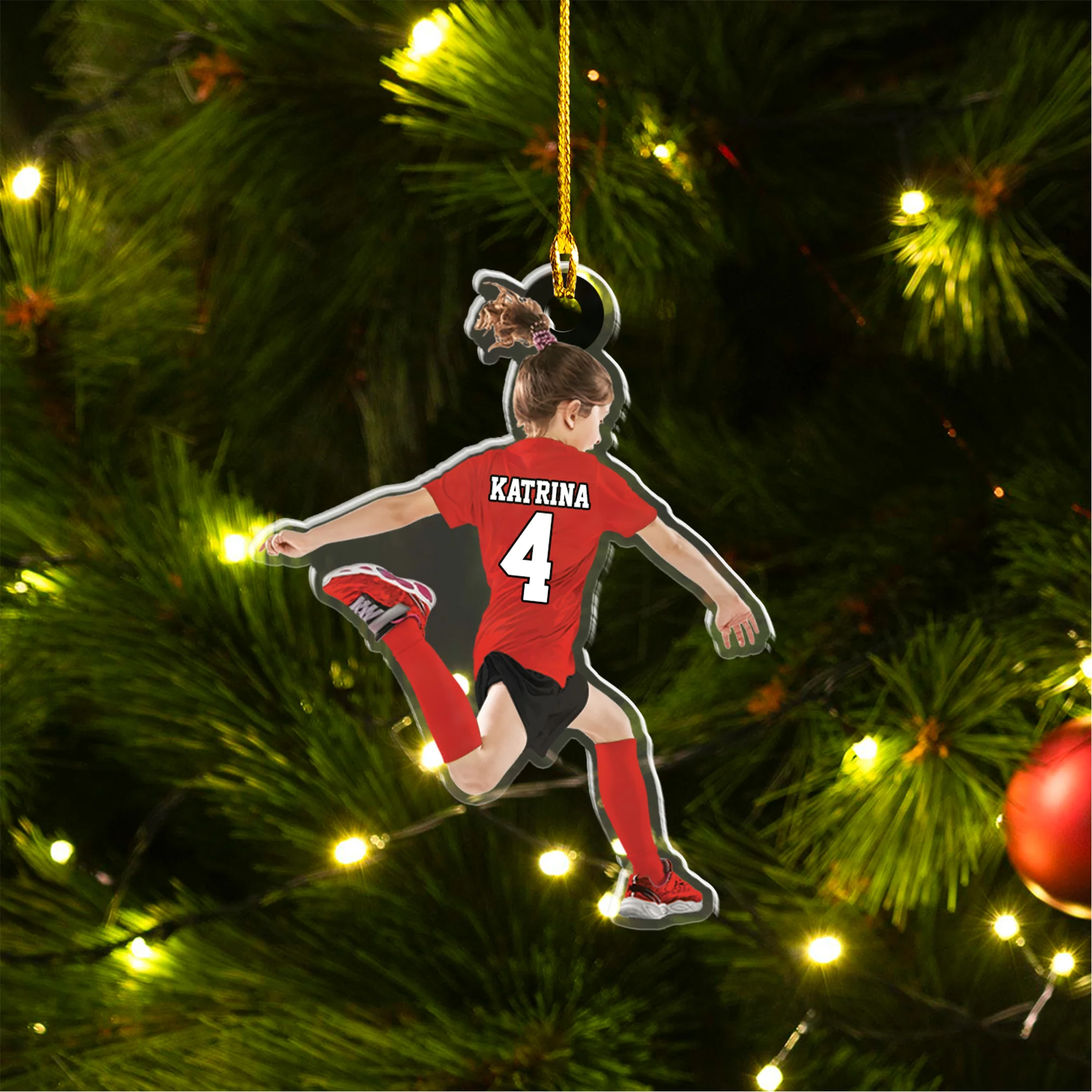 Custom Soccer Acrylic Christmas Ornament, Personalized Little Girl, Kid Soccer Players Ornament For Soccer Lover, Christmas, New Year - Image 4