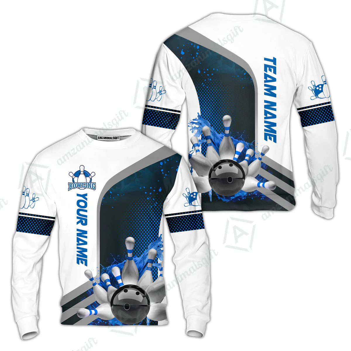 Custom Team Name Bowling Team Jersey - Custom Name Bowling Ball And Pins Water Personalized Bowling Polo Shirt - Uniform Shirt For Bowlers - Image 11