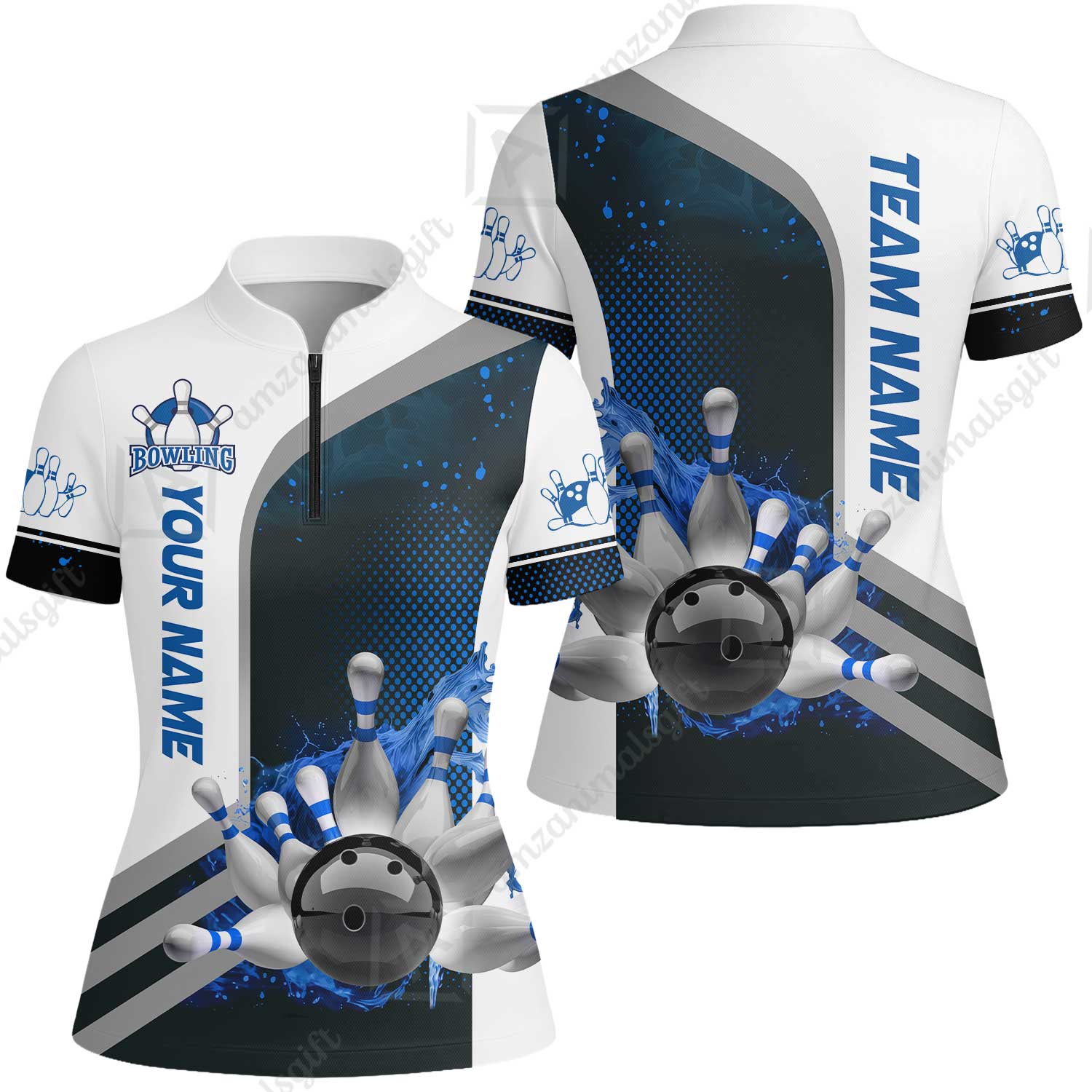 Custom Team Name Bowling Team Jersey - Custom Name Bowling Ball And Pins Water Personalized Bowling Polo Shirt - Uniform Shirt For Bowlers - Image 13