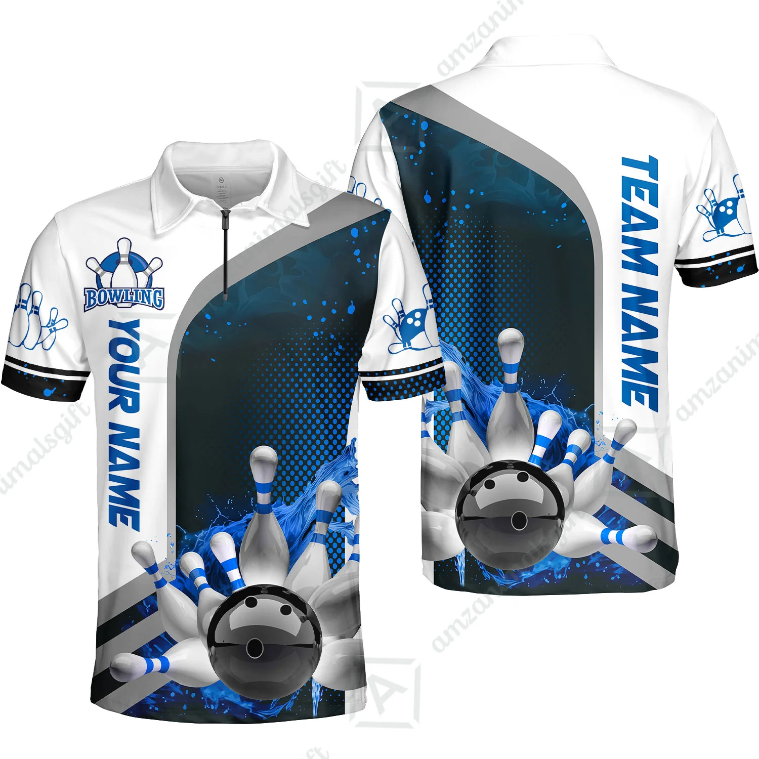 Custom Team Name Bowling Team Jersey - Custom Name Bowling Ball And Pins Water Personalized Bowling Polo Shirt - Uniform Shirt For Bowlers - Image 2
