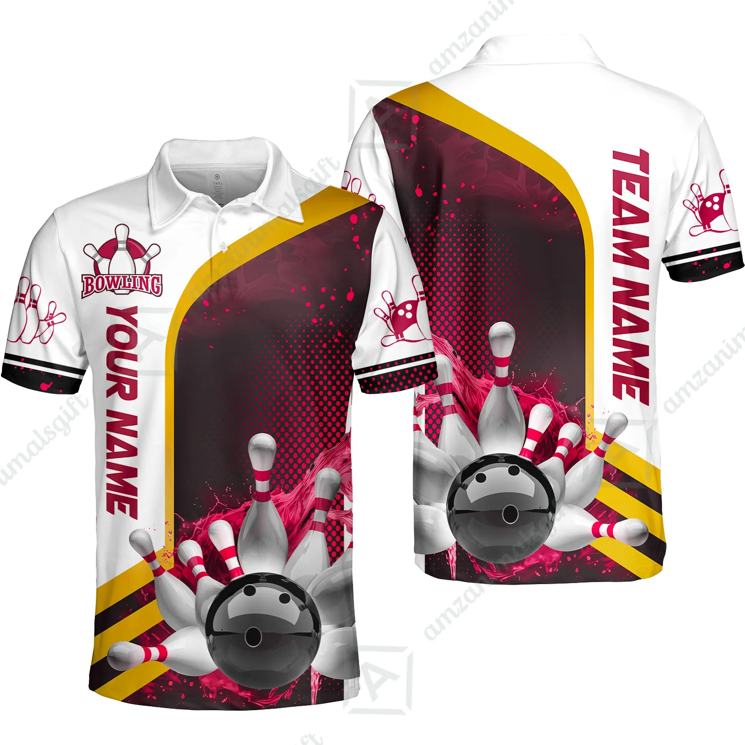 Custom Team Name Bowling Team Jersey - Custom Name Bowling Ball And Pins Water Personalized Bowling Polo Shirt - Uniform Shirt For Bowlers - Image 23