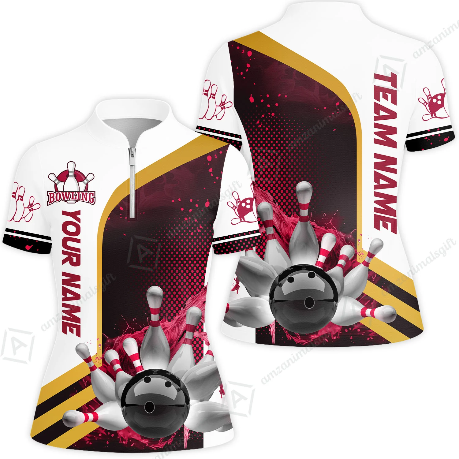 Custom Team Name Bowling Team Jersey - Custom Name Bowling Ball And Pins Water Personalized Bowling Polo Shirt - Uniform Shirt For Bowlers - Image 24