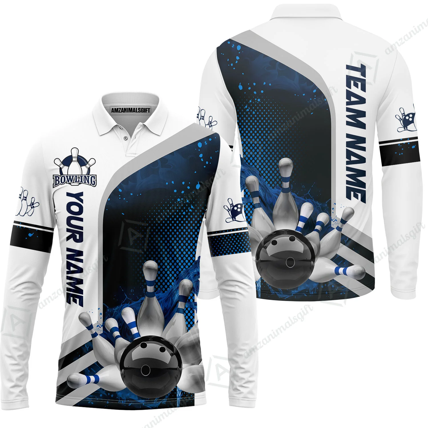 Custom Team Name Bowling Team Jersey - Custom Name Bowling Ball And Pins Water Personalized Bowling Polo Shirt - Uniform Shirt For Bowlers - Image 26