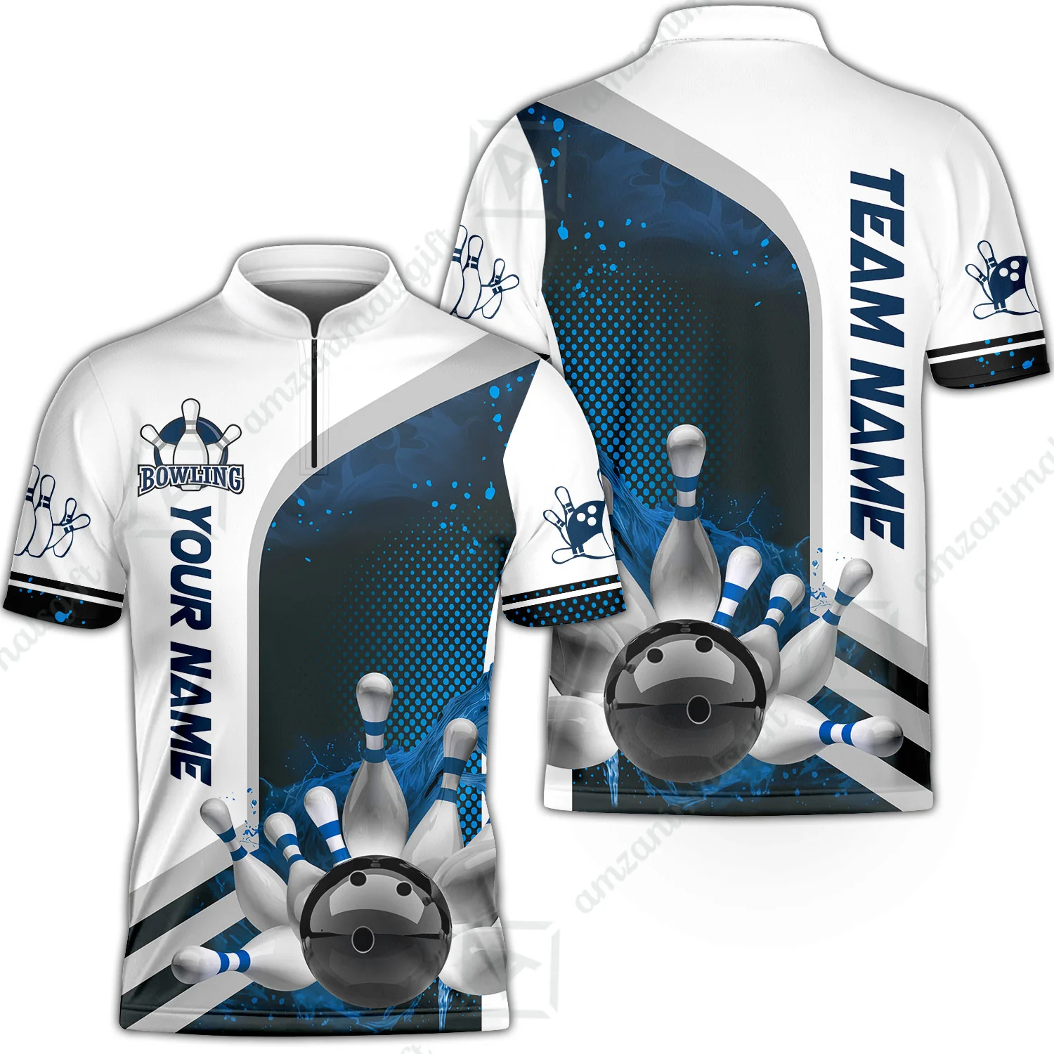 Custom Team Name Bowling Team Jersey - Custom Name Bowling Ball And Pins Water Personalized Bowling Polo Shirt - Uniform Shirt For Bowlers - Image 27