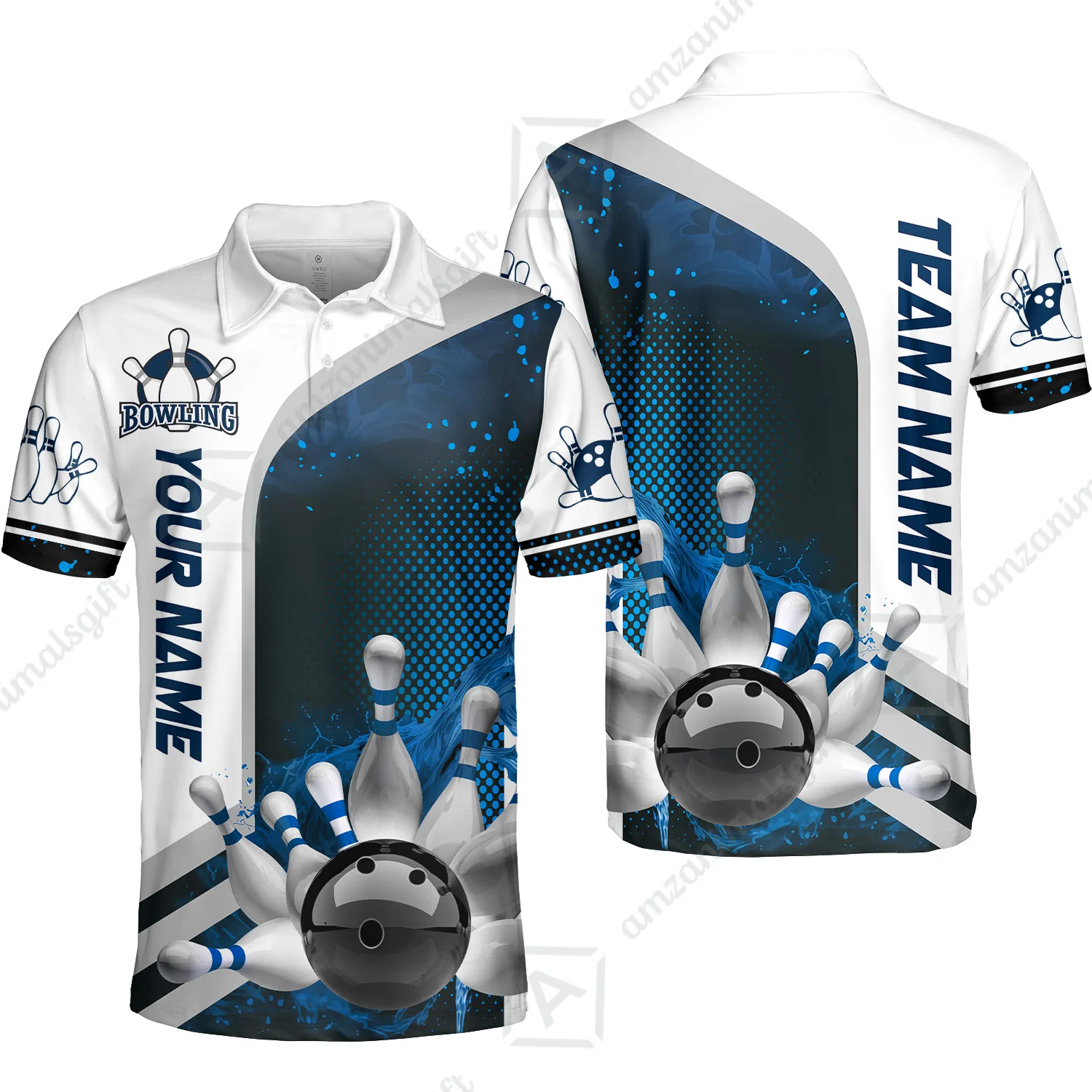 Custom Team Name Bowling Team Jersey - Custom Name Bowling Ball And Pins Water Personalized Bowling Polo Shirt - Uniform Shirt For Bowlers - Image 34