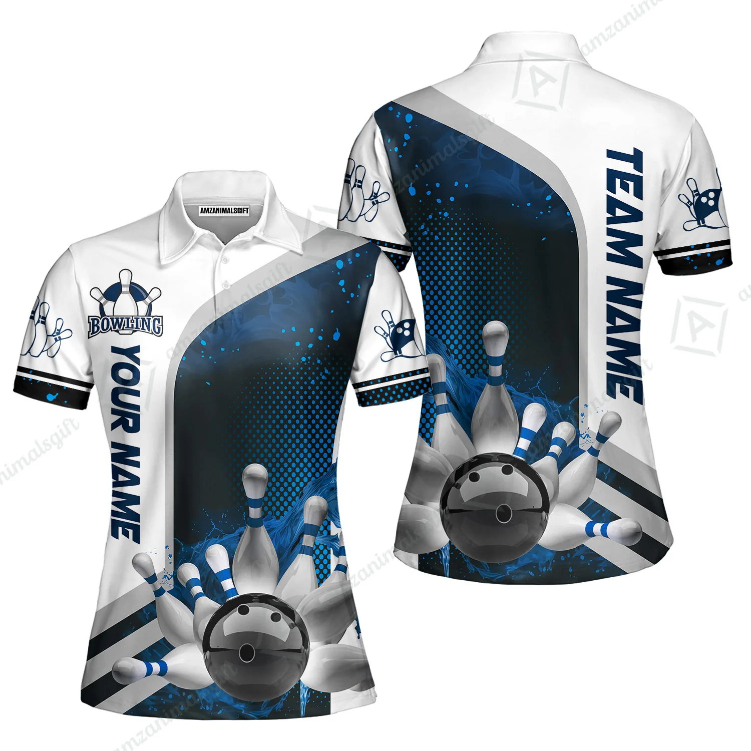 Custom Team Name Bowling Team Jersey - Custom Name Bowling Ball And Pins Water Personalized Bowling Polo Shirt - Uniform Shirt For Bowlers - Image 36