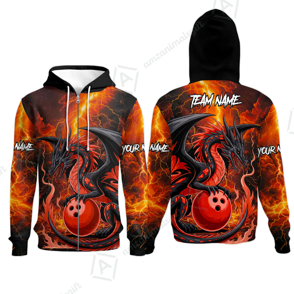 Custom Team Name Hellfire Bowling Team Jersey Shirt- Bowling uniforms Hellfire Dragon Bowling Quarter-Zip Polo Shirts - Uniform Shirt For Bowlers - Image 11