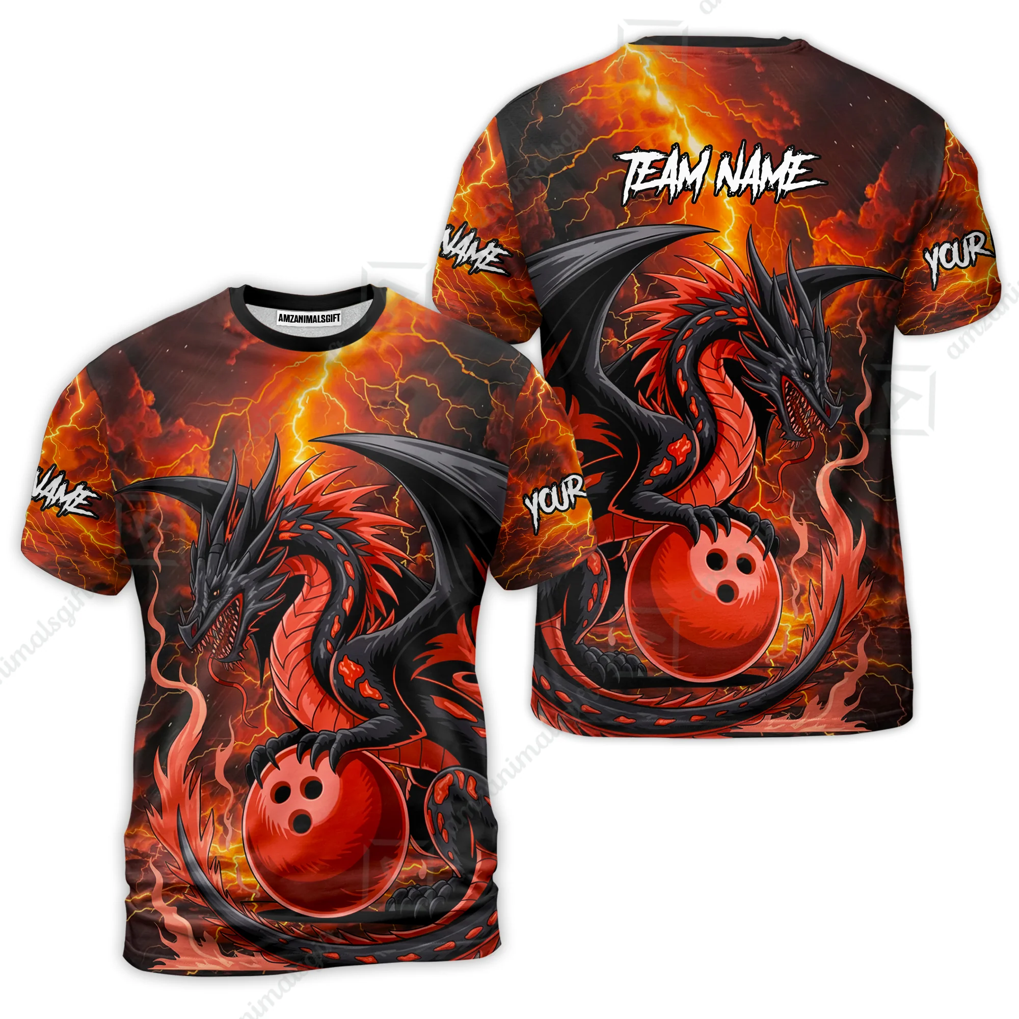 Custom Team Name Hellfire Bowling Team Jersey Shirt- Bowling uniforms Hellfire Dragon Bowling Quarter-Zip Polo Shirts - Uniform Shirt For Bowlers - Image 7
