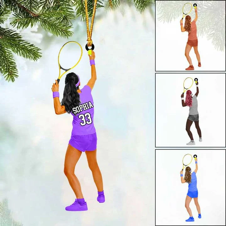 Custom Tennis Acrylic Christmas Ornament, Personalized Woman Tennis Player Acrylic Ornament For Tennis Lover, Christmas, New Year - Image 2