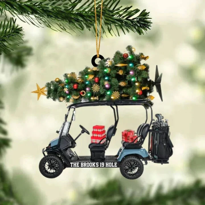 Custom Text Golf Cart Family With Acrylic Christmas Ornament - Christmas Gift For Golfers, Golf Lovers - Image 3